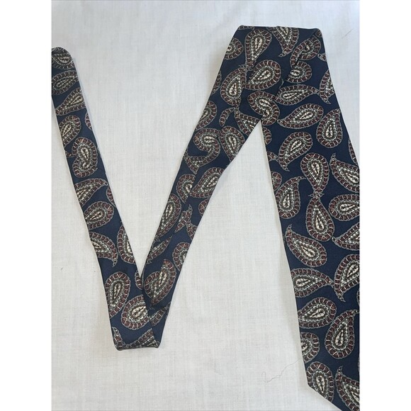 Pierre Balmain Men’s Dress Tie Size 55” Navy Blue Paisley Silk Business Formal - Picture 5 of 12